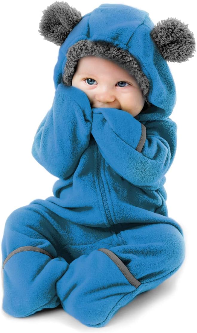 Baby boy clothes display wearing blue jumpers