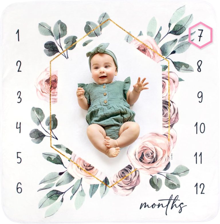 Calloo Baby Monthly Milestone Blanket for Girls
